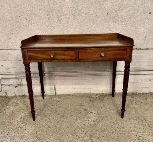 victorian mahogany writing table with original brass knobs - CATEGORY: ANTIQUE TABLES - DATED VICTORIAN