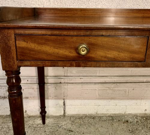 VICTORIAN MAHOGANY WRITING TABLE WITH ORIGINAL BRASS KNOBS - ADDITIONAL PHOTO 7