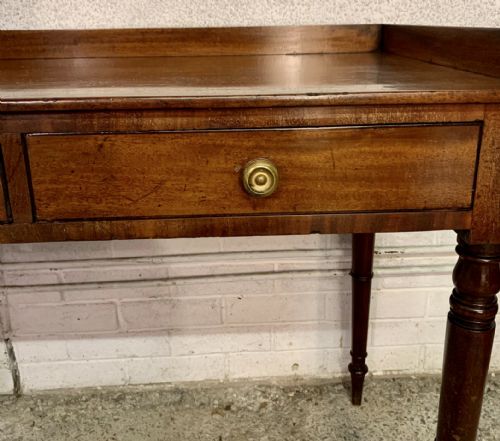 VICTORIAN MAHOGANY WRITING TABLE WITH ORIGINAL BRASS KNOBS - ADDITIONAL PHOTO 8