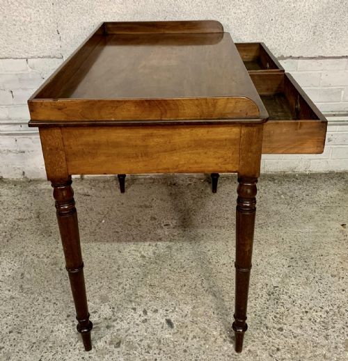 VICTORIAN MAHOGANY WRITING TABLE WITH ORIGINAL BRASS KNOBS - ADDITIONAL PHOTO 12