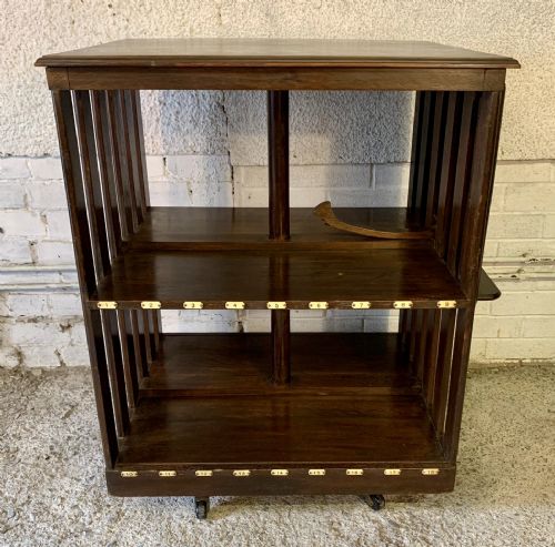 circa 1910 oak revolving bookcase fitted with folding book stand - CATEGORY: ANTIQUE BOOKCASES - DATED 1910