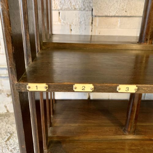 CIRCA 1910 OAK REVOLVING BOOKCASE FITTED WITH FOLDING BOOK STAND - ADDITIONAL PHOTO 4