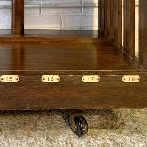 CIRCA 1910 OAK REVOLVING BOOKCASE FITTED WITH FOLDING BOOK STAND - ADDITIONAL PHOTO 5