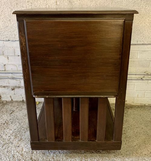 CIRCA 1910 OAK REVOLVING BOOKCASE FITTED WITH FOLDING BOOK STAND - ADDITIONAL PHOTO 6