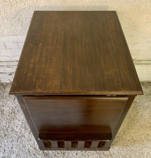 CIRCA 1910 OAK REVOLVING BOOKCASE FITTED WITH FOLDING BOOK STAND - ADDITIONAL PHOTO 7