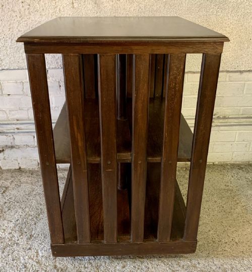 CIRCA 1910 OAK REVOLVING BOOKCASE FITTED WITH FOLDING BOOK STAND - ADDITIONAL PHOTO 11