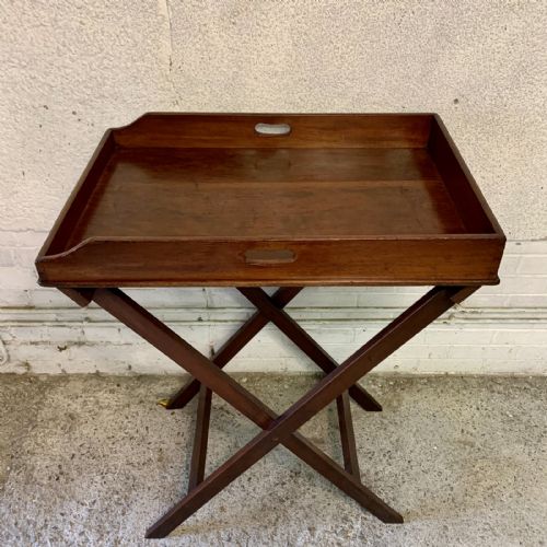 mid 19th century mahogany butler's tray on original stand - CATEGORY: ANTIQUE MISCELLANEOUS - DATED 1860