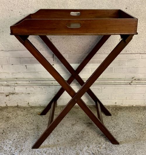 MID 19TH CENTURY MAHOGANY BUTLER'S TRAY ON ORIGINAL STAND - ADDITIONAL PHOTO 1