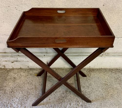 MID 19TH CENTURY MAHOGANY BUTLER'S TRAY ON ORIGINAL STAND - ADDITIONAL PHOTO 2