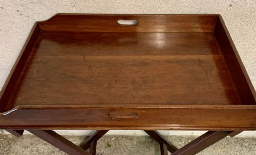 MID 19TH CENTURY MAHOGANY BUTLER'S TRAY ON ORIGINAL STAND - ADDITIONAL PHOTO 3