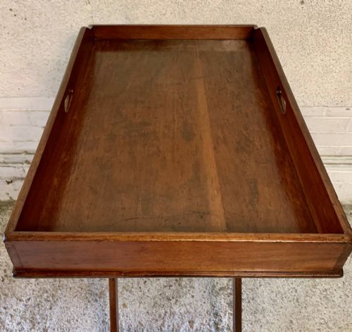 MID 19TH CENTURY MAHOGANY BUTLER'S TRAY ON ORIGINAL STAND - ADDITIONAL PHOTO 4