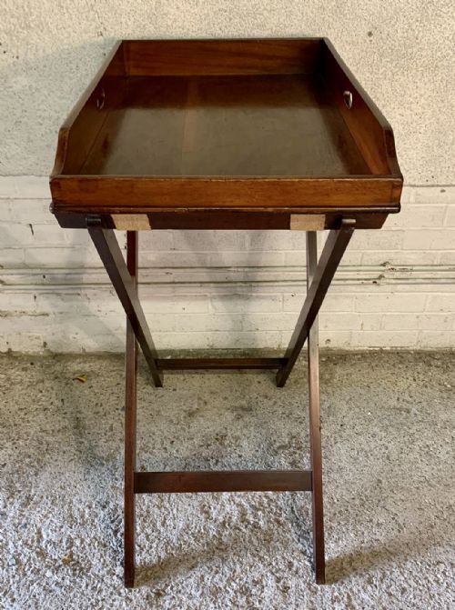 MID 19TH CENTURY MAHOGANY BUTLER'S TRAY ON ORIGINAL STAND - ADDITIONAL PHOTO 6