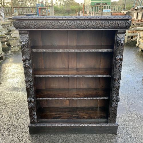 victorian carved oak bookcase with 3 adjustable shelves - CATEGORY: ANTIQUE BOOKCASES - DATED VICTORIAN