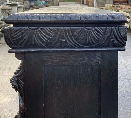 VICTORIAN CARVED OAK BOOKCASE WITH 3 ADJUSTABLE SHELVES - ADDITIONAL PHOTO 11
