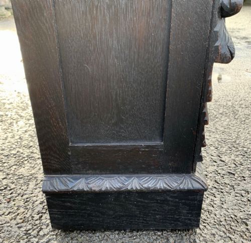VICTORIAN CARVED OAK BOOKCASE WITH 3 ADJUSTABLE SHELVES - ADDITIONAL PHOTO 14