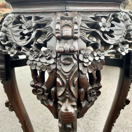 19TH CENTURY CHINESE CARVED PLANT STAND WITH MARBLE INSET - ADDITIONAL PHOTO 5