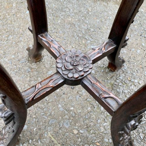 19TH CENTURY CHINESE CARVED PLANT STAND WITH MARBLE INSET - ADDITIONAL PHOTO 8