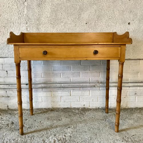 victorian pine writing table on turned faux bamboo legs - CATEGORY: ANTIQUE TABLES - DATED VICTORIAN