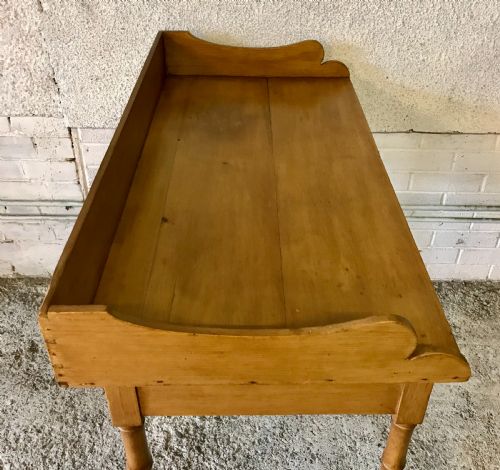VICTORIAN PINE WRITING TABLE ON TURNED FAUX BAMBOO LEGS - ADDITIONAL PHOTO 4