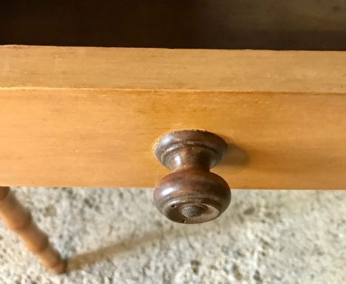 VICTORIAN PINE WRITING TABLE ON TURNED FAUX BAMBOO LEGS - ADDITIONAL PHOTO 6