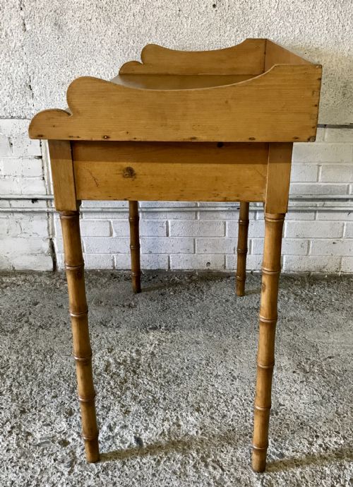 VICTORIAN PINE WRITING TABLE ON TURNED FAUX BAMBOO LEGS - ADDITIONAL PHOTO 7