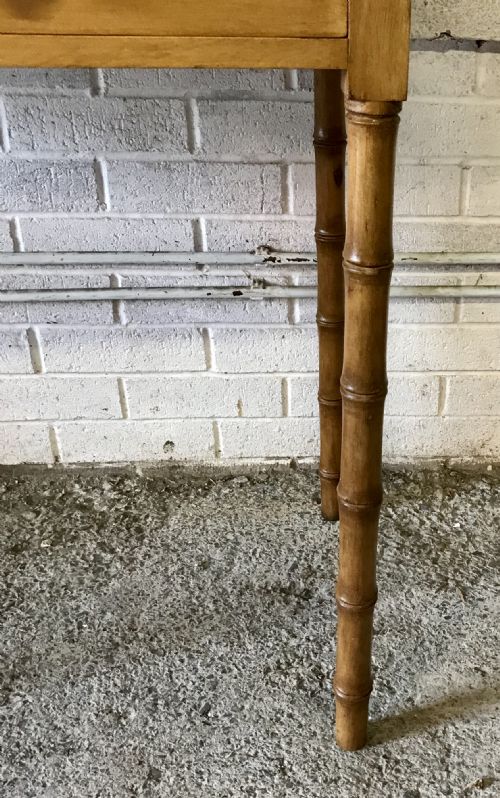 VICTORIAN PINE WRITING TABLE ON TURNED FAUX BAMBOO LEGS - ADDITIONAL PHOTO 8