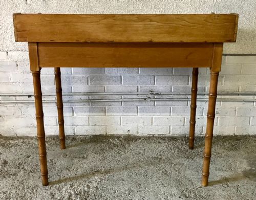 VICTORIAN PINE WRITING TABLE ON TURNED FAUX BAMBOO LEGS - ADDITIONAL PHOTO 10