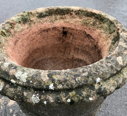 PAIR OF EARLY 20TH CENTURY RECONSTITUTED STONE URNS - ADDITIONAL PHOTO 12