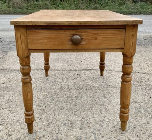 VICTORIAN PINE KITCHEN TABLE WITH DRAWERS AT BOTH ENDS - ADDITIONAL PHOTO 3