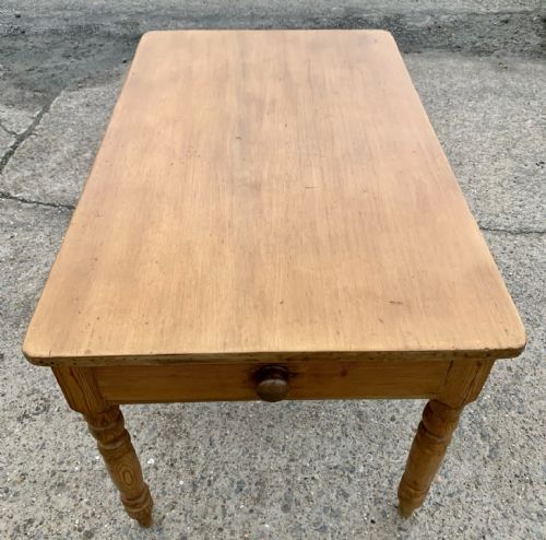 VICTORIAN PINE KITCHEN TABLE WITH DRAWERS AT BOTH ENDS - ADDITIONAL PHOTO 4