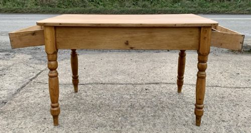 VICTORIAN PINE KITCHEN TABLE WITH DRAWERS AT BOTH ENDS - ADDITIONAL PHOTO 6