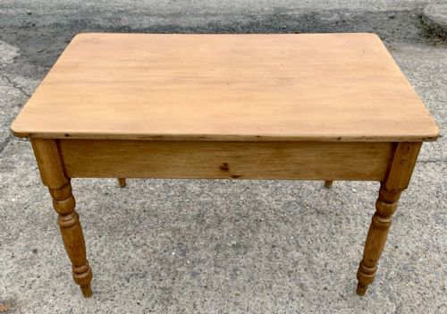 VICTORIAN PINE KITCHEN TABLE WITH DRAWERS AT BOTH ENDS - ADDITIONAL PHOTO 7