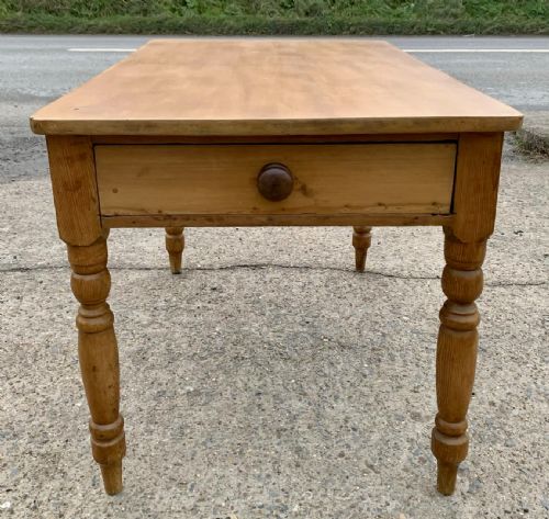 VICTORIAN PINE KITCHEN TABLE WITH DRAWERS AT BOTH ENDS - ADDITIONAL PHOTO 8