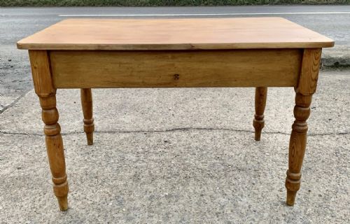 VICTORIAN PINE KITCHEN TABLE WITH DRAWERS AT BOTH ENDS - ADDITIONAL PHOTO 9
