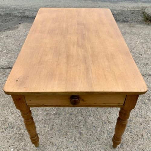 VICTORIAN PINE KITCHEN TABLE WITH DRAWERS AT BOTH ENDS - ADDITIONAL PHOTO 10