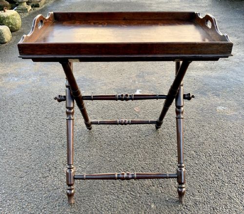 VICTORIAN OAK BUTLER'S TRAY ON ORIGINAL STAND - ADDITIONAL PHOTO 1