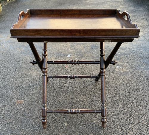 VICTORIAN OAK BUTLER'S TRAY ON ORIGINAL STAND - ADDITIONAL PHOTO 2