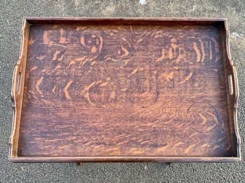 VICTORIAN OAK BUTLER'S TRAY ON ORIGINAL STAND - ADDITIONAL PHOTO 4