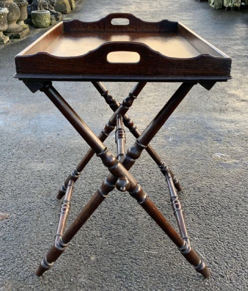 VICTORIAN OAK BUTLER'S TRAY ON ORIGINAL STAND - ADDITIONAL PHOTO 5