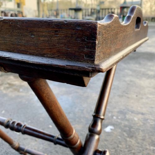 VICTORIAN OAK BUTLER'S TRAY ON ORIGINAL STAND - ADDITIONAL PHOTO 7