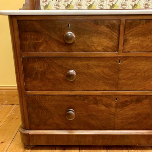 VICTORIAN MAHOGANY WASHSTAND WITH MARBLE TOP AND GALLERY TILED BACK STAND - ADDITIONAL PHOTO 8
