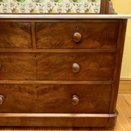 VICTORIAN MAHOGANY WASHSTAND WITH MARBLE TOP AND GALLERY TILED BACK STAND - ADDITIONAL PHOTO 10