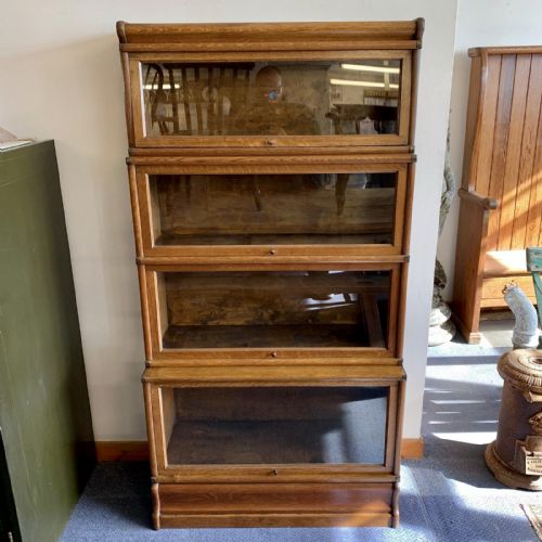 1920 golden oak globe wernicke 4 section bookcase - CATEGORY: ANTIQUE BOOKCASES - DATED 1920
