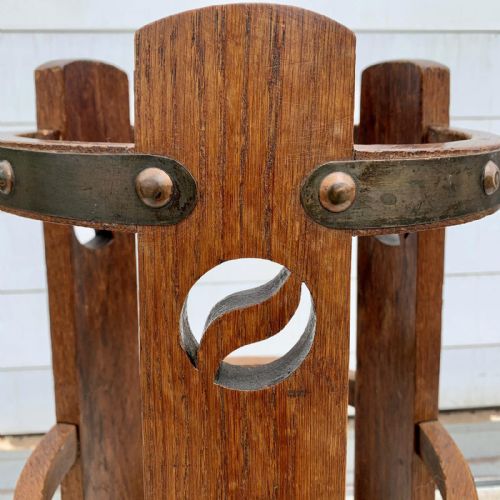 OAK ARTS AND CRAFTS STICK STAND WITH ORIGINAL REMOVABLE COPPER DRIP TRAY - ADDITIONAL PHOTO 6