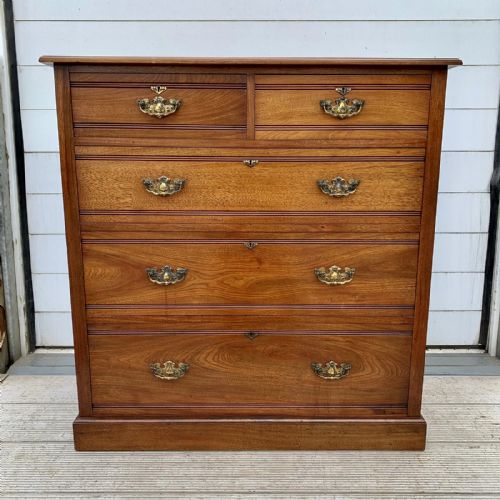 edwardian mahogany chest of drawers with original brass handles - CATEGORY: ANTIQUE CHEST OF DRAWERS - DATED EDWARDIAN