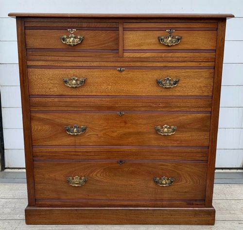 EDWARDIAN MAHOGANY CHEST OF DRAWERS WITH ORIGINAL BRASS HANDLES - ADDITIONAL PHOTO 1