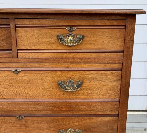 EDWARDIAN MAHOGANY CHEST OF DRAWERS WITH ORIGINAL BRASS HANDLES - ADDITIONAL PHOTO 4
