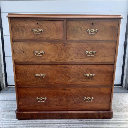 victorian mahogany chest of drawers with original brass gothic drop handles - CATEGORY: ANTIQUE CHEST OF DRAWERS - DATED VICTORIAN