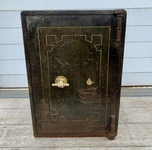 circa 1920 safe in original well worn paint and with keys for external and internal locks - CATEGORY: ANTIQUE MISCELLANEOUS - DATED 1920