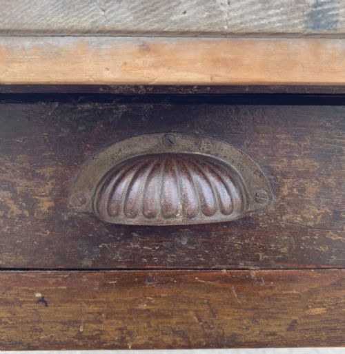 VICTORIAN PINE SCRUB TOP TABLE ON TAPERING LEGS AND WITH SINGLE END DRAWER - ADDITIONAL PHOTO 2